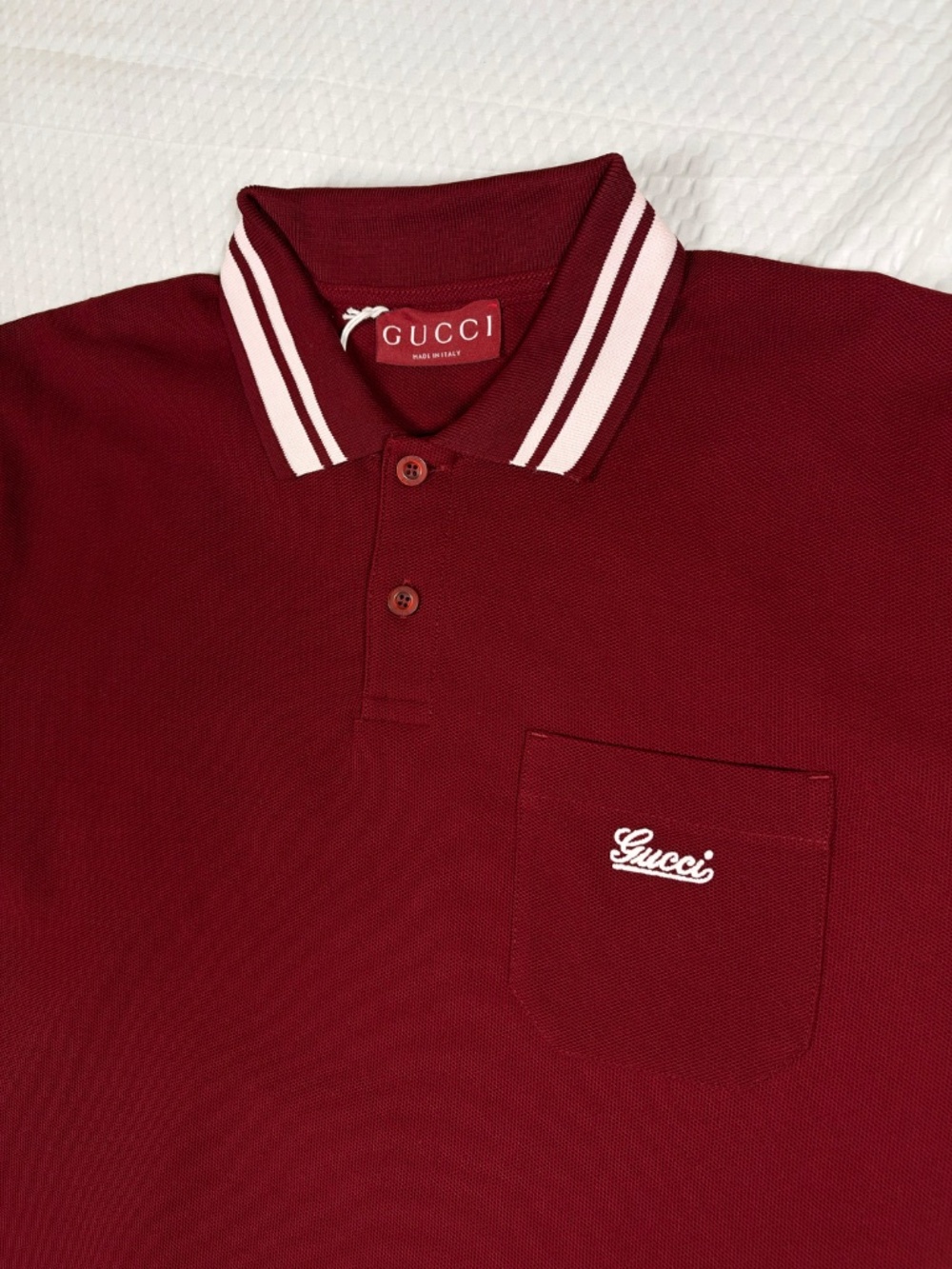 MEN'S GUCCI BURGUNDY POLO SHIRT CHEST POCKET SIZE SMALL REGULAR FIT LIKE NEW - Picture 5 of 8